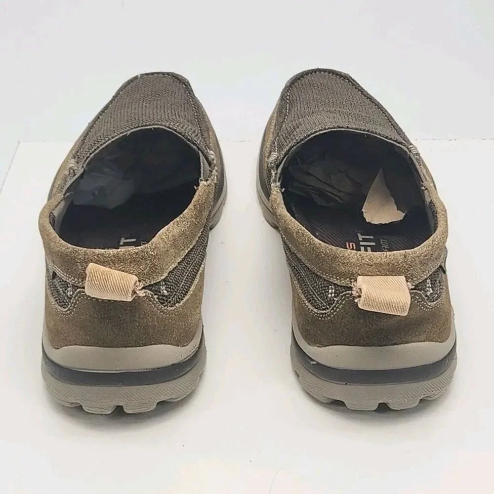 Skechers Loafer Shoe Men Sz 12 Relaxed Fit Brown Slip On Suede Casual 64365